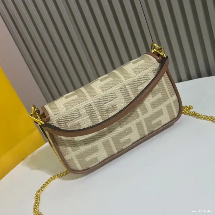 Cheap HOT Fendi Motif Baguette Canvas Mini In Beige FF Bag 0630